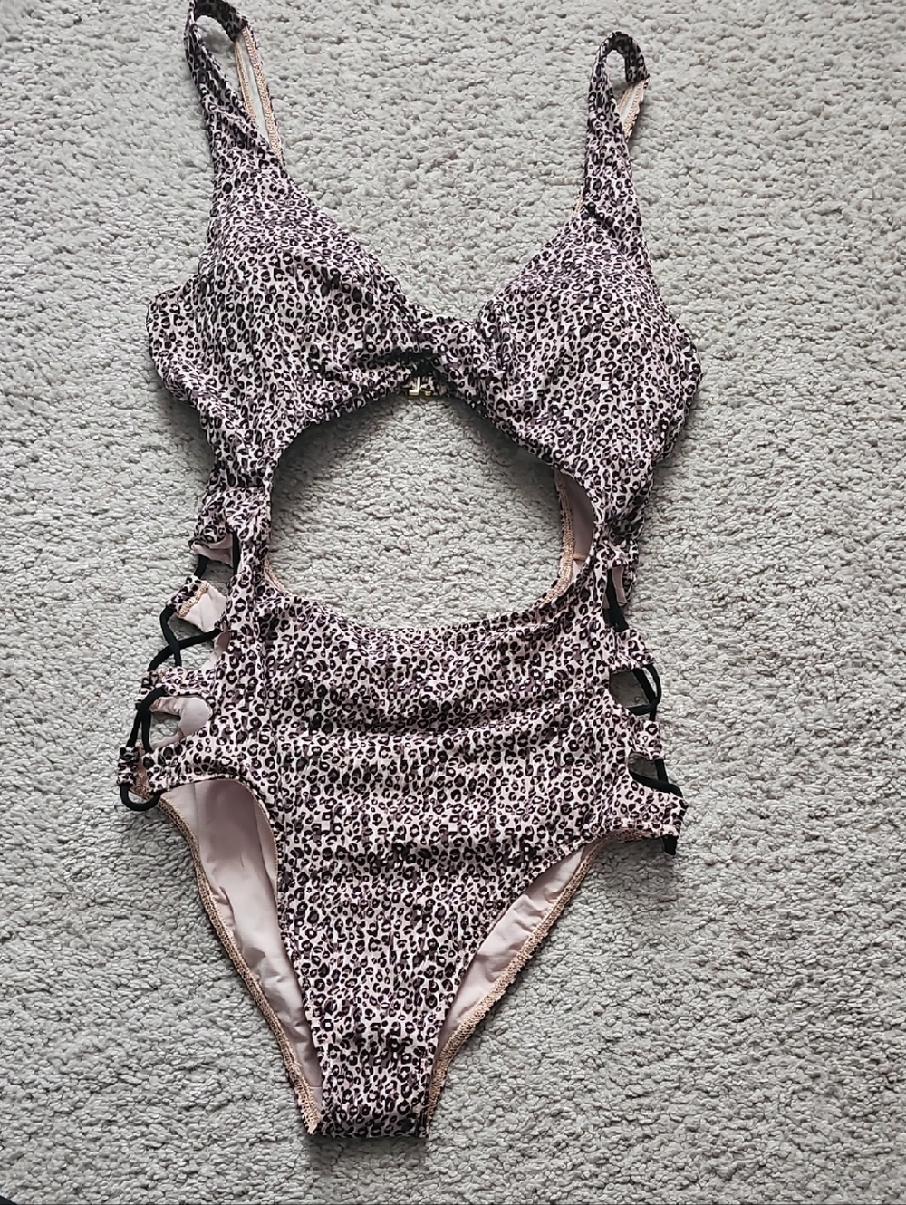 Womens Victorias Secret Leopard Print One-Piece Swimsuit in Pink